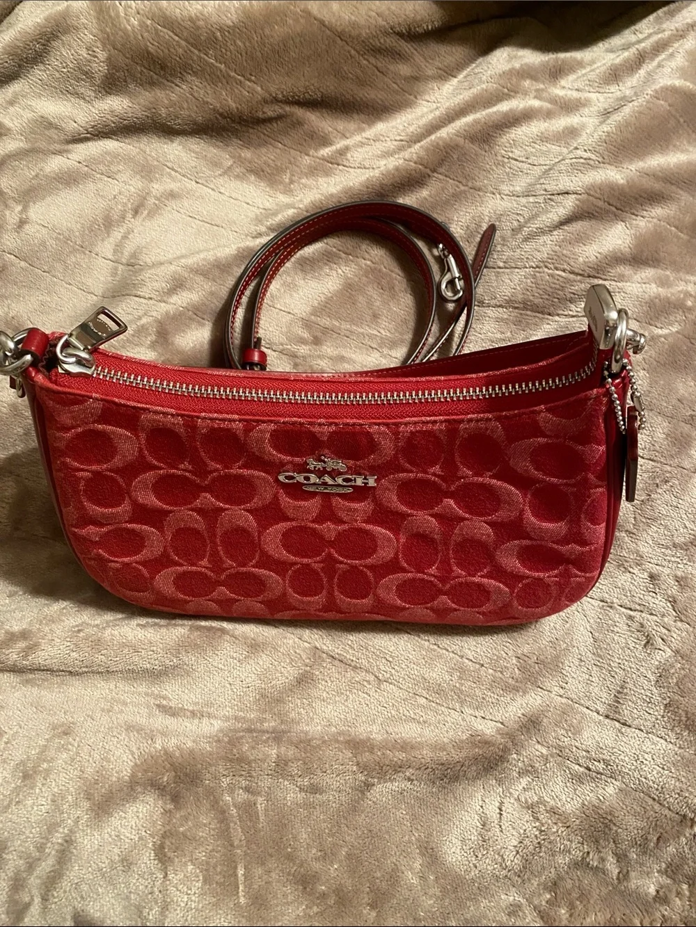 Coach Red Signature Canvas Small Crossbody - Picture 3 of 3